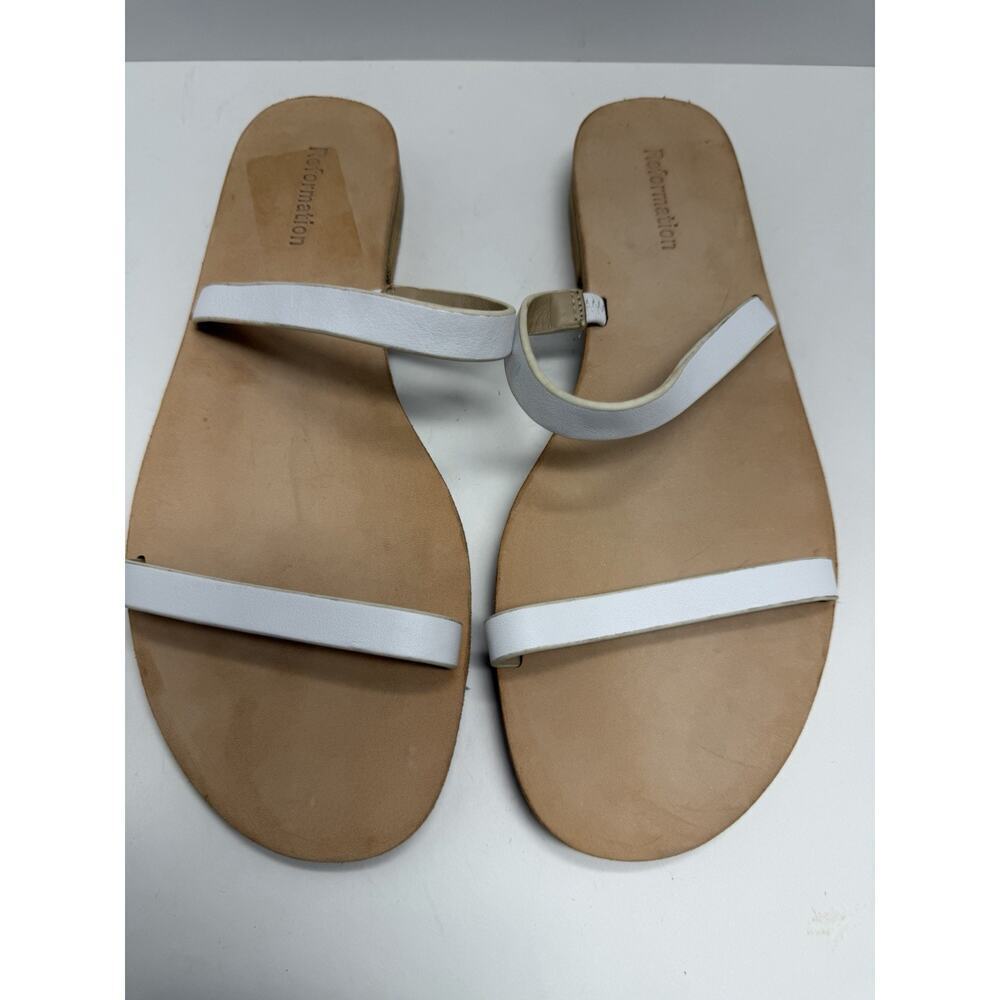 Reformation Women’s Strappy White Leather Sandals Size 8 Beach Cruise Vacay NWOB